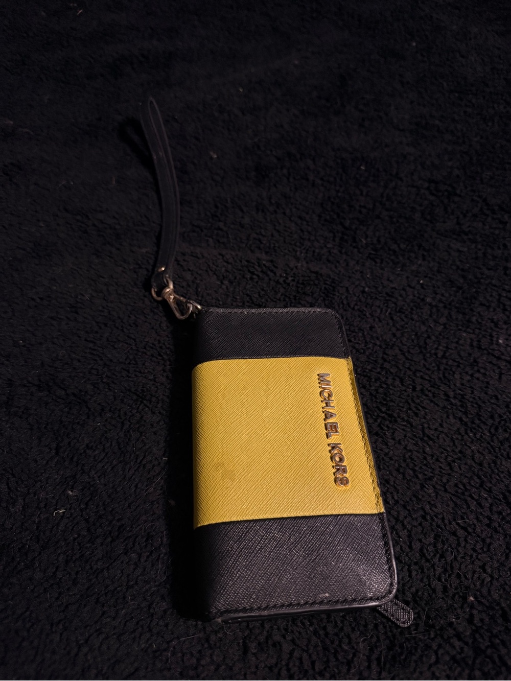 Michael Kors Black and Yellow Zip Wristlet